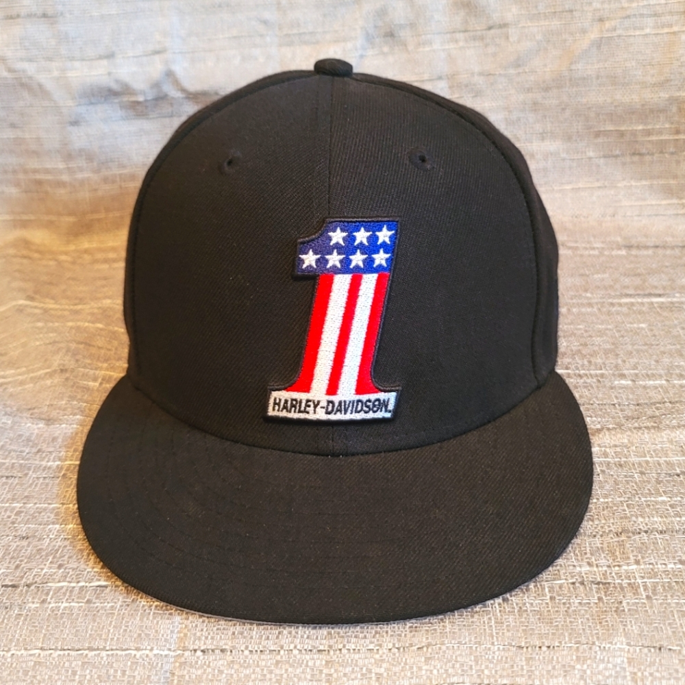 Harley-Davidson Men's #1 Logo 59FIFTY Flat Brim Baseball Cap, Black 99418-20VM